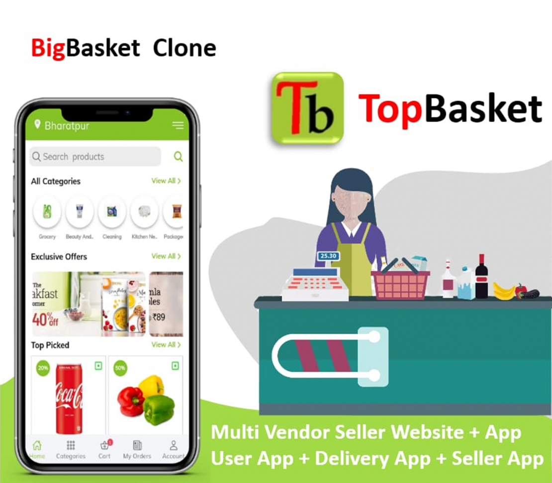Multivendor site And App like Bigbasket Market
